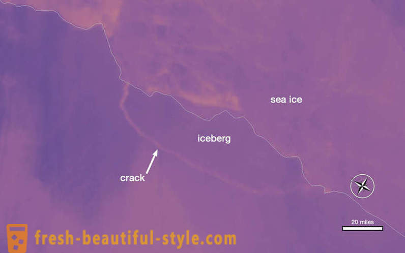Iceberg Antarktika katkestas ala rohkem kui kaks Moskva